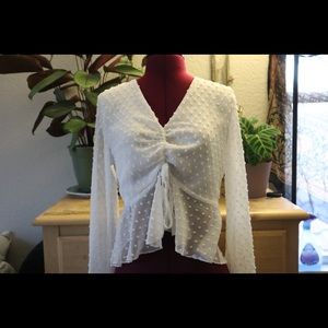 Sheer polka dot ruffled top